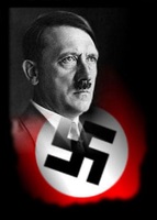 Изображение Гитлера и нацисткой (фашисткой) свастики на черном фоне (№2527)